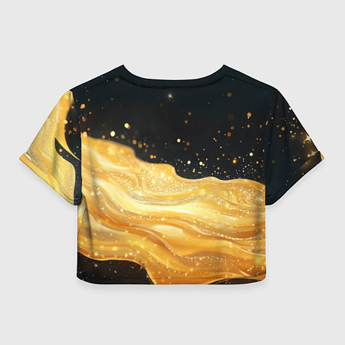 Женский топ Золотистая материя на черном фоне / 3D-принт – фото 2