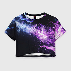 Футболка 3D укороченная женская Фиолетово-синяя абстрактная волна, цвет: 3D-принт