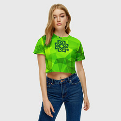 Футболка 3D укороченная женская Breaking Benjamin green poly, цвет: 3D-принт — фото 2