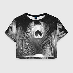 Женский топ Изогнутые белые перья павлина - чб иллюстрация