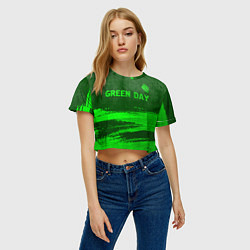 Футболка 3D укороченная женская Green Day - green gradient посередине, цвет: 3D-принт — фото 2