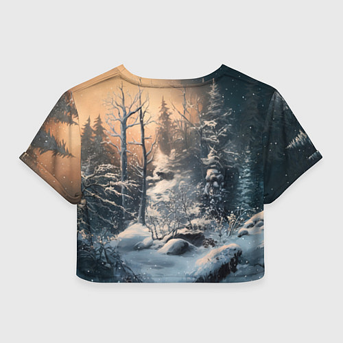 Женский топ Белый лисенок в зимнем лесу / 3D-принт – фото 2