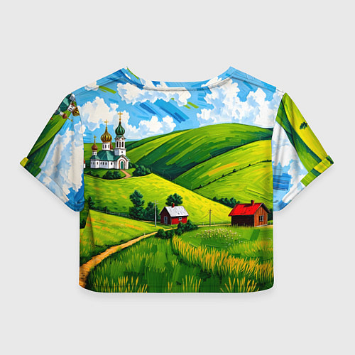 Женский топ Русская деревенька / 3D-принт – фото 2
