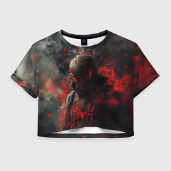 Футболка 3D укороченная женская Black Spider-man, цвет: 3D-принт
