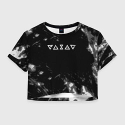 Футболка 3D укороченная женская Ведьмак лого серые краски, цвет: 3D-принт