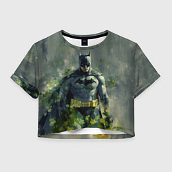 Футболка 3D укороченная женская Бэтмен зеленые краски, цвет: 3D-принт