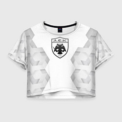 Футболка 3D укороченная женская AEK Athens white poly, цвет: 3D-принт