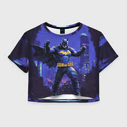 Футболка 3D укороченная женская Бэтмен в стойке победителя, цвет: 3D-принт