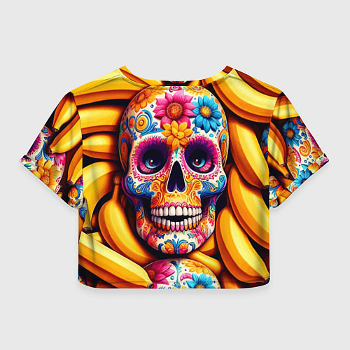 Женский топ Цветочный череп среди бананов - нейроарт / 3D-принт – фото 2