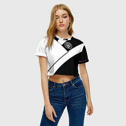 Футболка 3D укороченная женская Манчестер Юнайтед геометрия, цвет: 3D-принт — фото 2