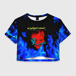 Женский топ Киберпанк голубой огонь