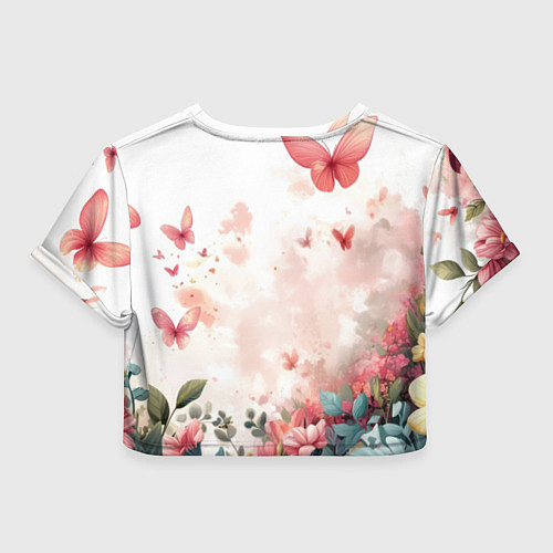 Женский топ Бэтмен прыгает над цветами и бабочками / 3D-принт – фото 2