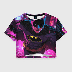 Футболка 3D укороченная женская Бэтмен в фиолетовом свете, цвет: 3D-принт