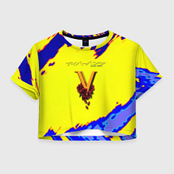 Футболка 3D укороченная женская Cyberpunk краски неоновые, цвет: 3D-принт