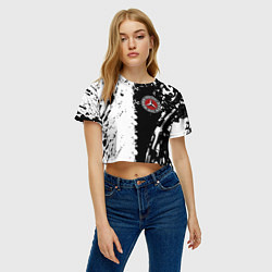 Футболка 3D укороченная женская Mercedes краски текстура, цвет: 3D-принт — фото 2