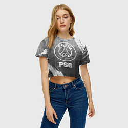 Футболка 3D укороченная женская PSG - grey gradient, цвет: 3D-принт — фото 2