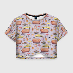 Футболка 3D укороченная женская Друзья - паттерн, цвет: 3D-принт