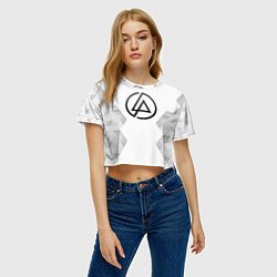 Футболка 3D укороченная женская Linkin Park white poly, цвет: 3D-принт — фото 2