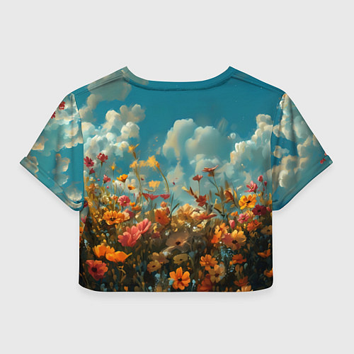 Женский топ Лисица в цветочном поле / 3D-принт – фото 2