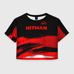 Футболка 3D укороченная женская Hitman - red gradient посередине, цвет: 3D-принт