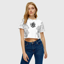 Футболка 3D укороченная женская Cyberpunk 2077 white poly, цвет: 3D-принт — фото 2