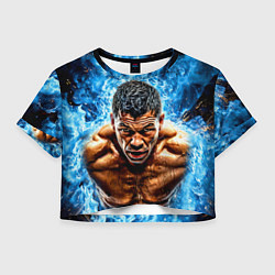 Футболка 3D укороченная женская Артуро Гатти в синем пламени, цвет: 3D-принт