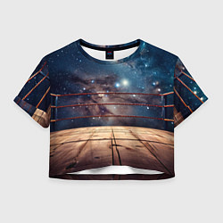 Футболка 3D укороченная женская Космический ринг, цвет: 3D-принт