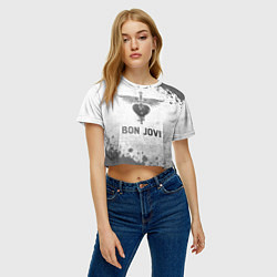 Футболка 3D укороченная женская Bon Jovi - white gradient, цвет: 3D-принт — фото 2