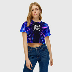 Футболка 3D укороченная женская Metallica neon energy, цвет: 3D-принт — фото 2