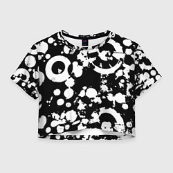 Футболка 3D укороченная женская Модная чб абстракция - нейроарт, цвет: 3D-принт