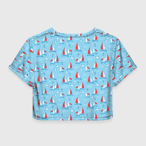 Женский топ Морской паттерн с парусными лодками и чайками / 3D-принт – фото 2