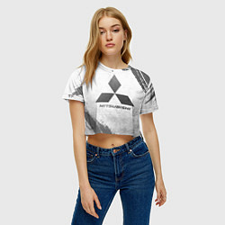 Футболка 3D укороченная женская Mitsubishi - white gradient, цвет: 3D-принт — фото 2