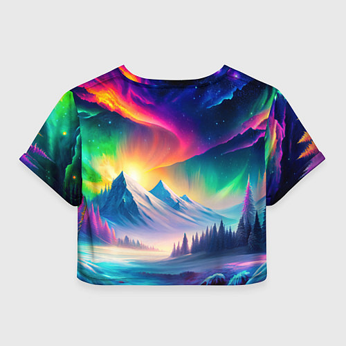 Женский топ Большой волк одинокий охотник - неоновые цвета / 3D-принт – фото 2