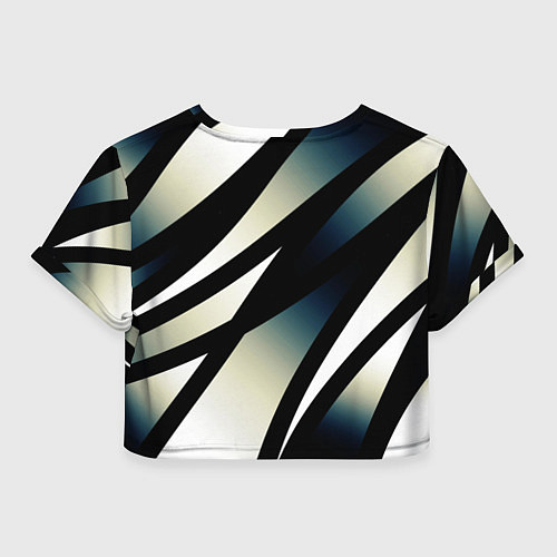 Женский топ Чёрно-белый с синим затемнением полосы / 3D-принт – фото 2