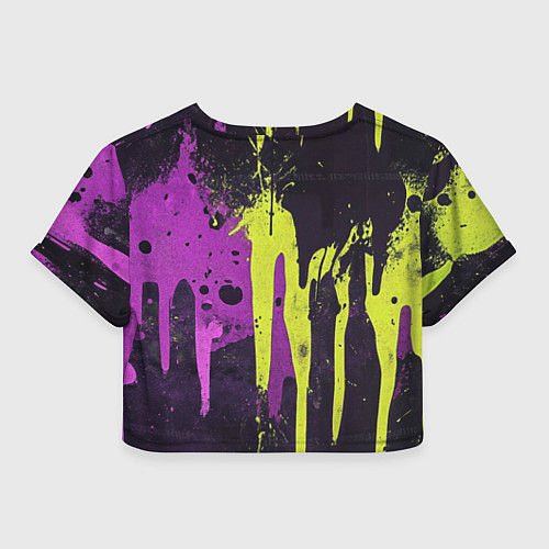 Женский топ Желтая и фиолетовая краска на черном / 3D-принт – фото 2