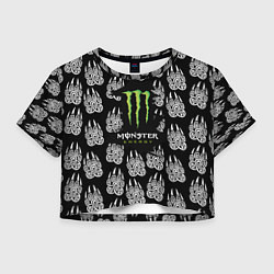 Футболка 3D укороченная женская Monster energy медвежьи лапы, цвет: 3D-принт