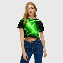 Футболка 3D укороченная женская Color green black, цвет: 3D-принт — фото 2