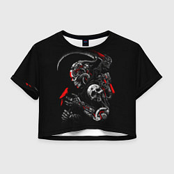 Футболка 3D укороченная женская Ронин самурай киборг, цвет: 3D-принт