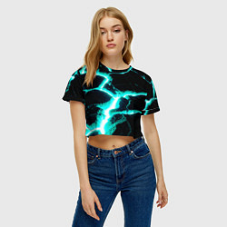 Футболка 3D укороченная женская Color light blue black, цвет: 3D-принт — фото 2