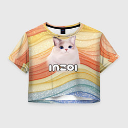 Футболка 3D укороченная женская Inzoi кошечка, цвет: 3D-принт