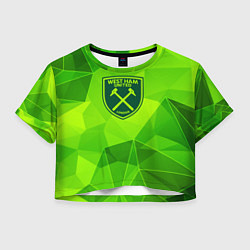 Футболка 3D укороченная женская West Ham green poly, цвет: 3D-принт