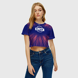 Футболка 3D укороченная женская Blackpink red energy, цвет: 3D-принт — фото 2