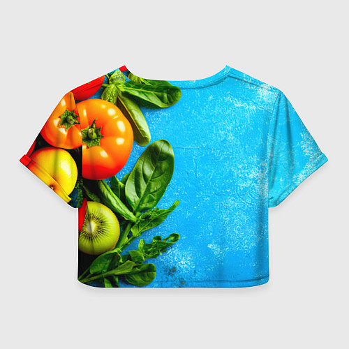 Женский топ Здоровое питание на синем / 3D-принт – фото 2
