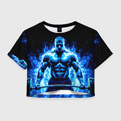 Женский топ Пауэрлифтер в синем пламени