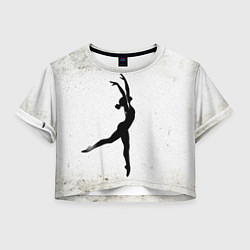 Футболка 3D укороченная женская Спортивная гимнастика на белом, цвет: 3D-принт