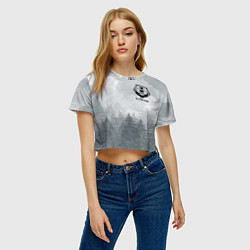 Футболка 3D укороченная женская Лес мой храм - медведь русич, цвет: 3D-принт — фото 2