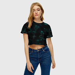 Футболка 3D укороченная женская Color black turquoise, цвет: 3D-принт — фото 2
