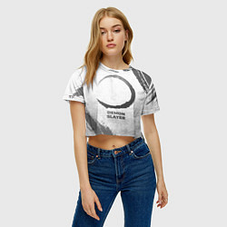 Футболка 3D укороченная женская Demon Slayer - white gradient, цвет: 3D-принт — фото 2