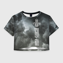Футболка 3D укороченная женская Славянский Перун - небо славян, цвет: 3D-принт