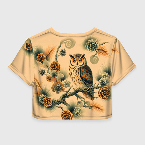 Женский топ Сова на ветке сосны / 3D-принт – фото 2